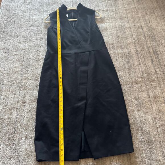 Akris Punto Black Sleeveless Fauz Wrap Sheath Slit Dress 10 - Picture 7 of 10